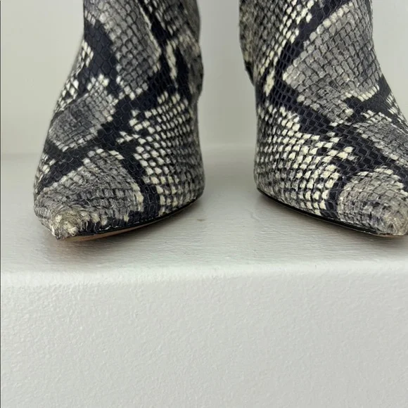 J. Crew Black and Gray Ankle Booties with Snakeskin Pattern LIKE NEW - Picture 10 of 14